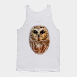 Closeup of a Cute Northern Saw Whet Owl Tank Top